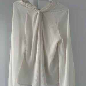 White Blouse W/ Button Collar - Size M